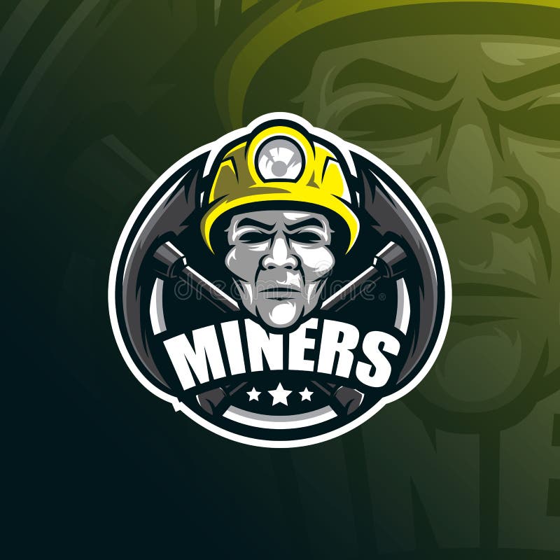 Miner vector mascot logo design with modern illustration concept style for badge, emblem and tshirt printing. head miner illustration. Miner vector mascot logo design with modern illustration concept style for badge, emblem and tshirt printing. head miner illustration